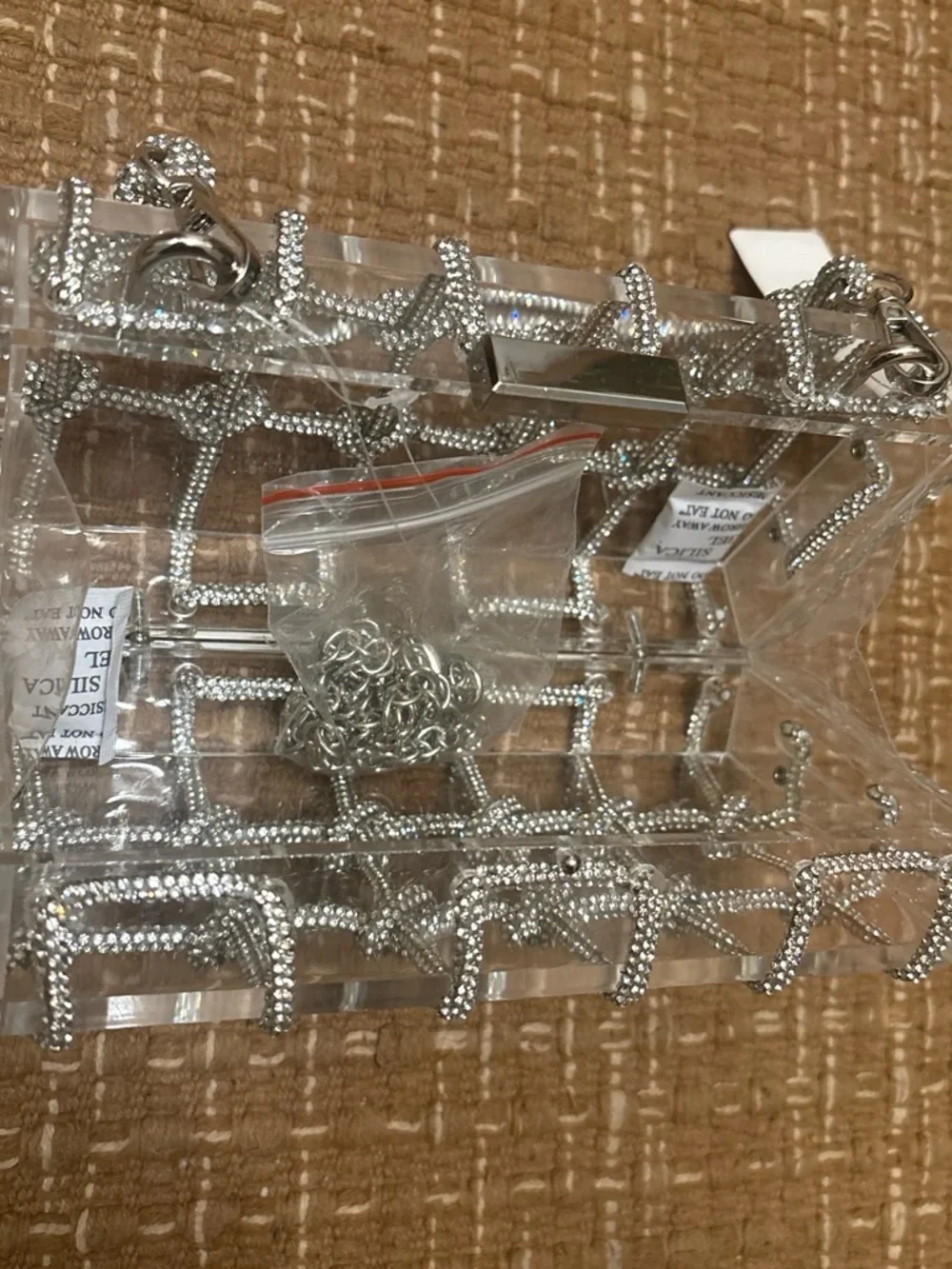 Windsor Clear Crystal Grid Mini Clutch with Silver Accents